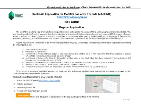 Electronic Application for Modification of Entity Data (eAMEND) .